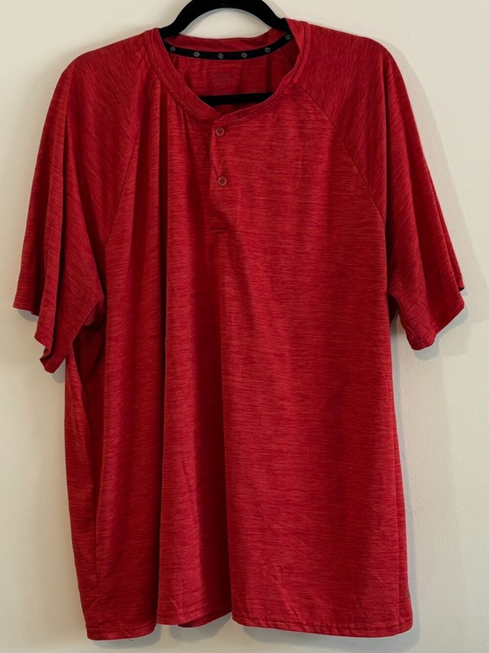 Zelos Big and Tall Mens Henley Shirt Red Heather Size 2X